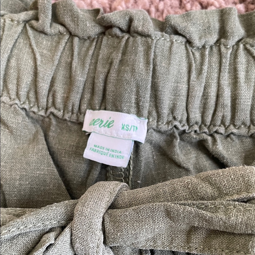 Aerie Olive Green Linen blend Pants - Picture 2 of 4